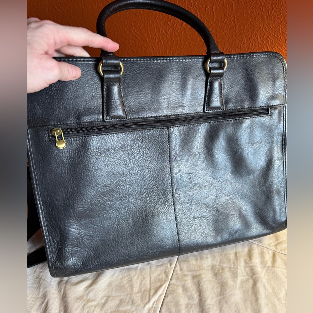 Banuce Leather Messenger Laptop Briefcase Work Bag Black - Picture 8 of 15